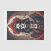 Santa Muerte in een traditioneel horrorkostuum Tissuepapier (Voorkant)