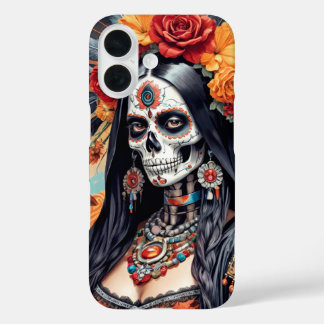 Santa Muerte in traditionele klederdracht iPhone 16 Hoesje