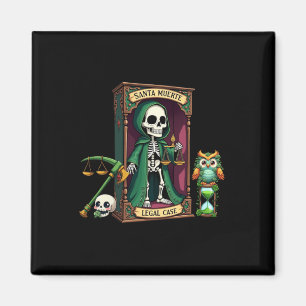 Santa Muerte met groene mantel Hulp met juridische Magneet
