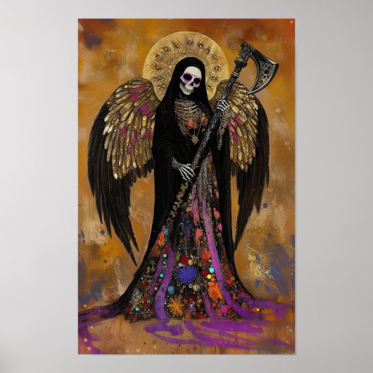 Santa Muerte Mystical Surreal Abstract Portrait Poster (Voorkant)