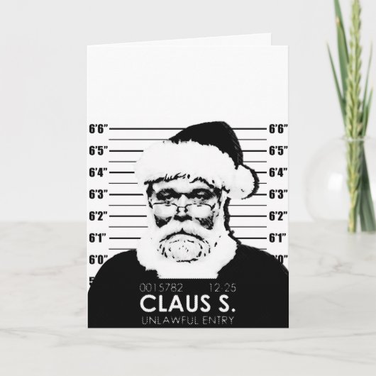 Santa Mugshot Card Feestdagen Kaart (Voorkant)