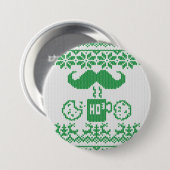 Santa Mustache Green Midnight Snack Ronde Button 7,6 Cm (Voorkant /achterkant)