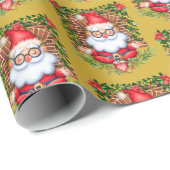 Santa Namaste Yoga Pose Kerstcadeau Cadeaupapier (Rol Hoek)