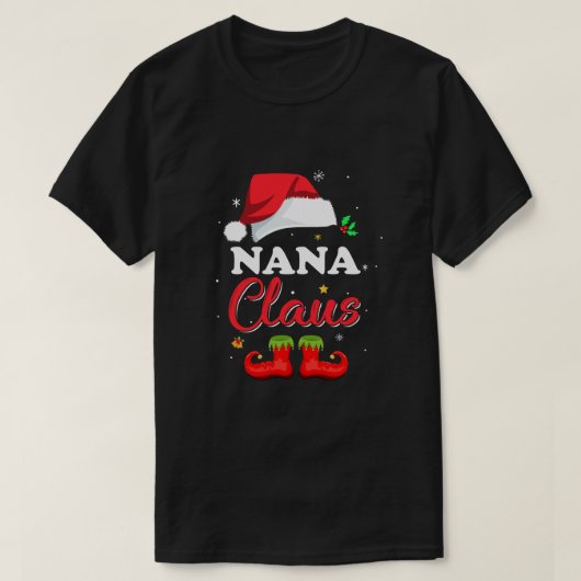 Santa Nana Claus Matching Family Pajamas Kerstmis T-shirt (Design voorkant)