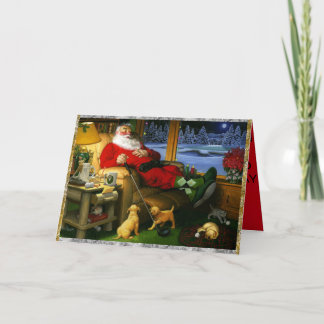 Santa Napping na het golfen op een kerst Kaart