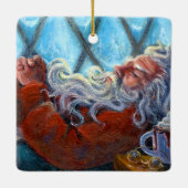 "Santa Napping"-versiering Keramisch Ornament (Achterkant)