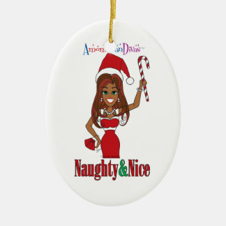 Santa Naughty en Nice Diva Keramisch Ornament