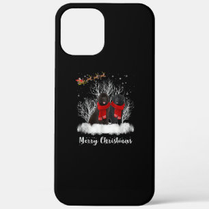 Santa Newfoundland Couple Merry Kersthond Gift iPhone 12 Pro Max Hoesje