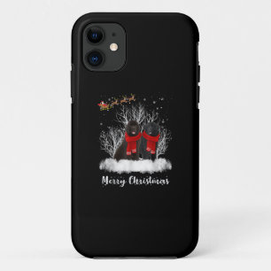Santa Newfoundland Couple Merry Kersthond Gift iPhone 11 Hoesje