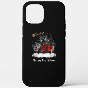 Santa Newfoundland Couple Merry Kersthond Gift iPhone 12 Pro Max Hoesje