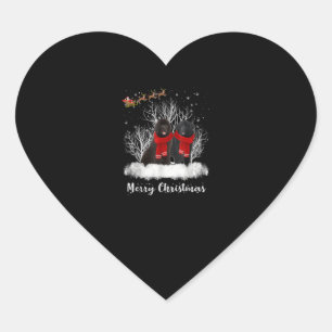 Santa Newfoundland Couple Merry Kersthond Gift Hart Sticker