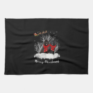 Santa Newfoundland Couple Merry Kersthond Gift Theedoek
