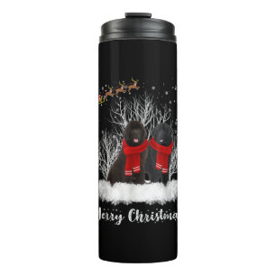 Santa Newfoundland Couple Merry Kersthond Gift Thermosbeker