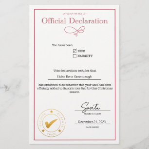 Santa Nice Lijst Verklaring bewerkbaar