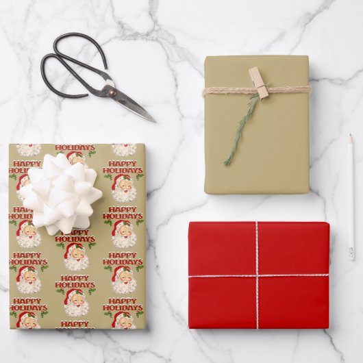 Santa No 2 Happy Holidays Inpakpapier Vel (Voorkant)