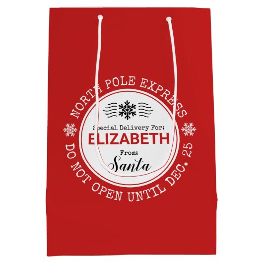 Santa Noordpool Speciale levering Kerstmis Medium Cadeauzakje (Achterkant)