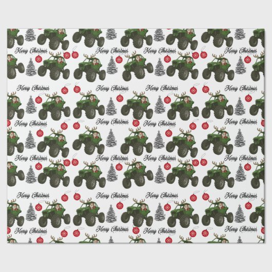 Santa Off Road Wrapping Paper Cadeaupapier (Zoom)