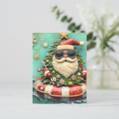 Santa on a Float Trip Briefkaart (Staand voorkant)