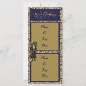  Santa on Blue en Gold Flat Kaart (Achterkant)