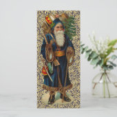  Santa on Blue en Gold Flat Kaart (Staand voorkant)