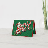 Santa on Joy Candy Canes Half Fold Kaart (Voorkant)