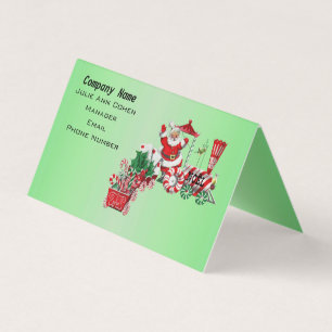Santa on kersttrein Snoep Wheels Letter Green Visitekaartjes