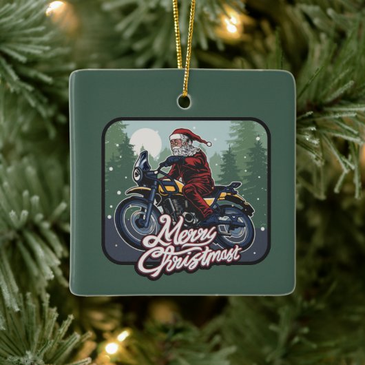 Santa on Motorcycle - Aangepast Keramisch Ornament (Boom)