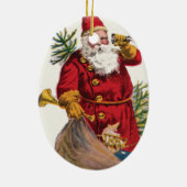 Santa on Old Time Receiver Ornament (Achterkant)