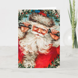  Santa on Phone Holiday Card Feestdagen Kaart