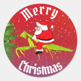 Santa On Praying Mantis Kerst stickers