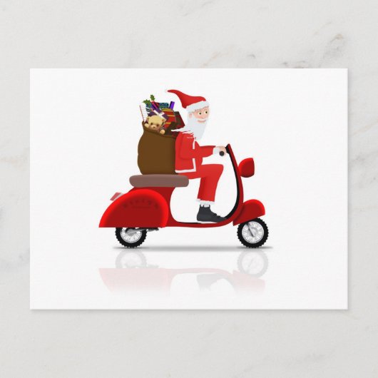 Santa on Scooter Feestdagenkaart (Voorkant)