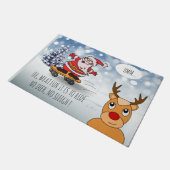 Santa on skateboard grappige rendierslee winter deurmat (Schuin)