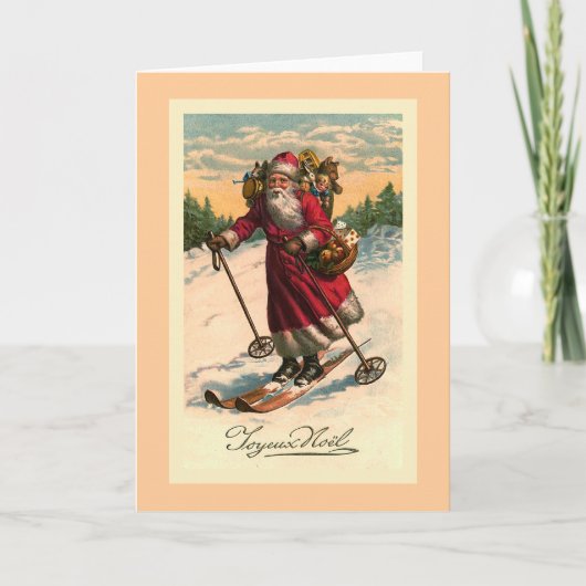 "Santa on Skis" Franse Kaart (Voorkant)