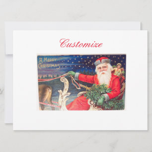 Santa on sleigh Thunder_Cove Feestdagenkaart