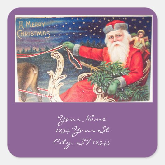 Santa on sleigh Thunder_Cove  Vierkante Sticker (Voorkant)
