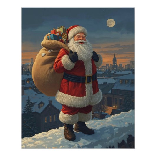 Santa on the Rooftop Poster (Devant)