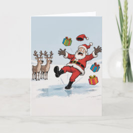 Santa On Thin Ice Kaart