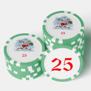 Santa Onvoorbereid groen 25 gestreepte pokerchip