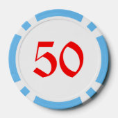 Santa Onvoorbereid lichtblauw 50 gestreepte pokerc Poker Chips (Achterkant)