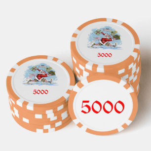 Santa Onvoorbereid sinaasappel 5000 gestreepte pok Poker Chips