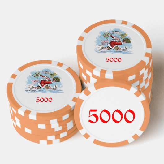Santa Onvoorbereid sinaasappel 5000 gestreepte pok Poker Chips (Opstapeling)