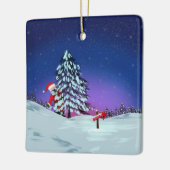 Santa op de Noordpool Keramisch Ornament (Links)