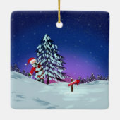 Santa op de Noordpool Keramisch Ornament (Achterkant)