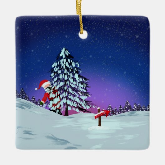 Santa op de Noordpool Keramisch Ornament (Voorkant)