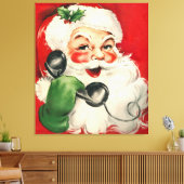 Santa op de telefoon canvas afdruk (Insitu (Woonkamer))