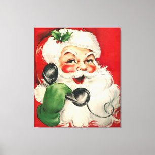 Santa op de telefoon canvas afdruk