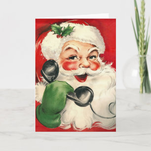 Santa op de telefoon feestdagen kaart