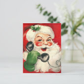 Santa op de telefoon feestdagenkaart (Staand voorkant)