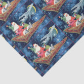 Santa op een vliegend tapijtpapier tissuepapier (Detail)