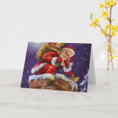 Santa op het dak Holiday Design Kaart (Gele Bloem)